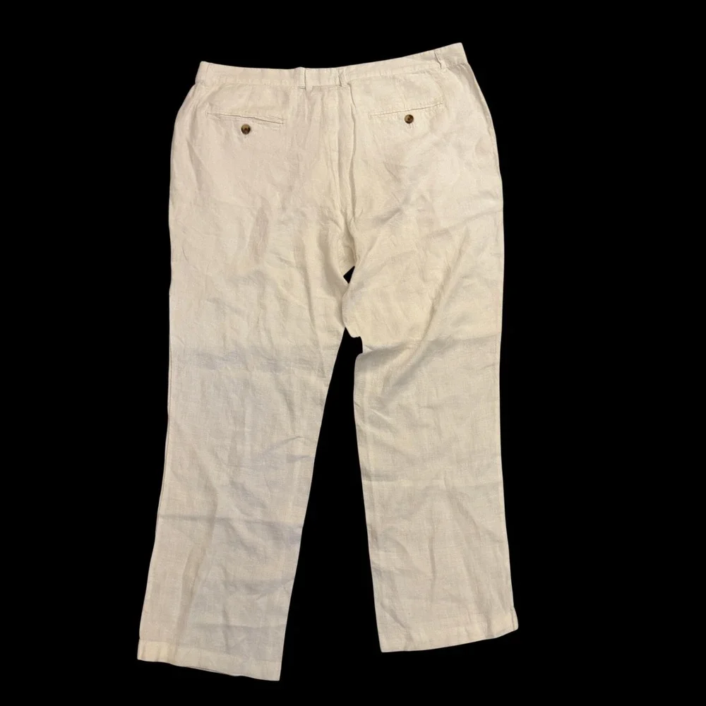 Club Room Linen Pants Mens 38W 30L White Excellent Luxury‎ Straight Leg Trousers